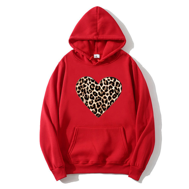 Damer hoodie med hjärtformad leopardmönster Mirla-Eva Jonsson