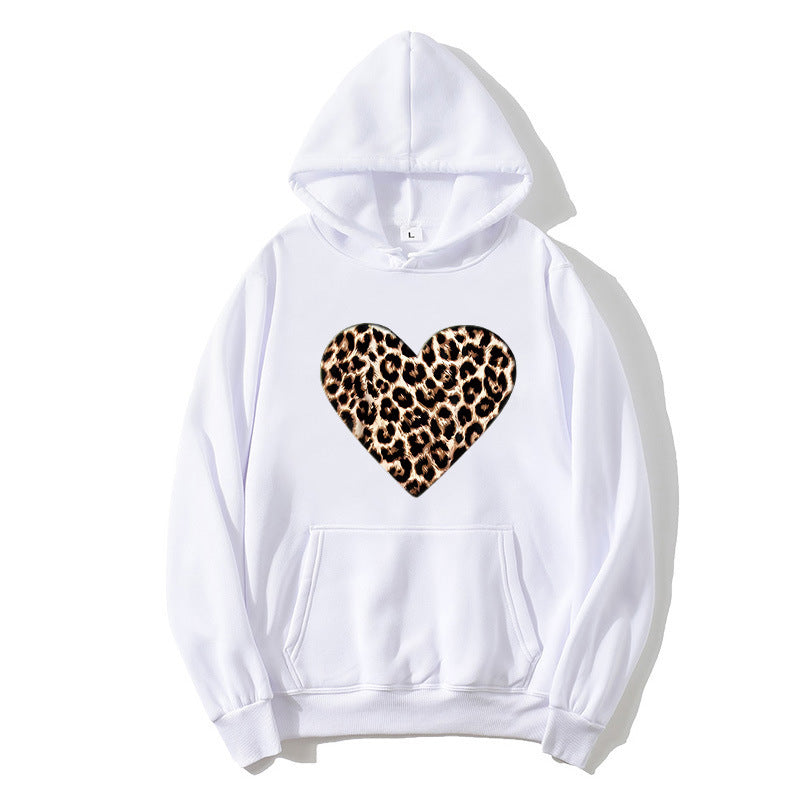 Damer hoodie med hjärtformad leopardmönster Mirla-Eva Jonsson