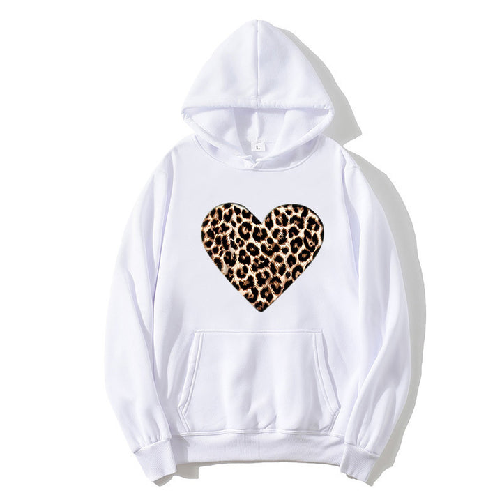 Damer hoodie med hjärtformad leopardmönster Mirla-Eva Jonsson
