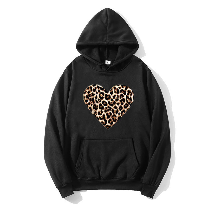 Damer hoodie med hjärtformad leopardmönster Mirla-Eva Jonsson