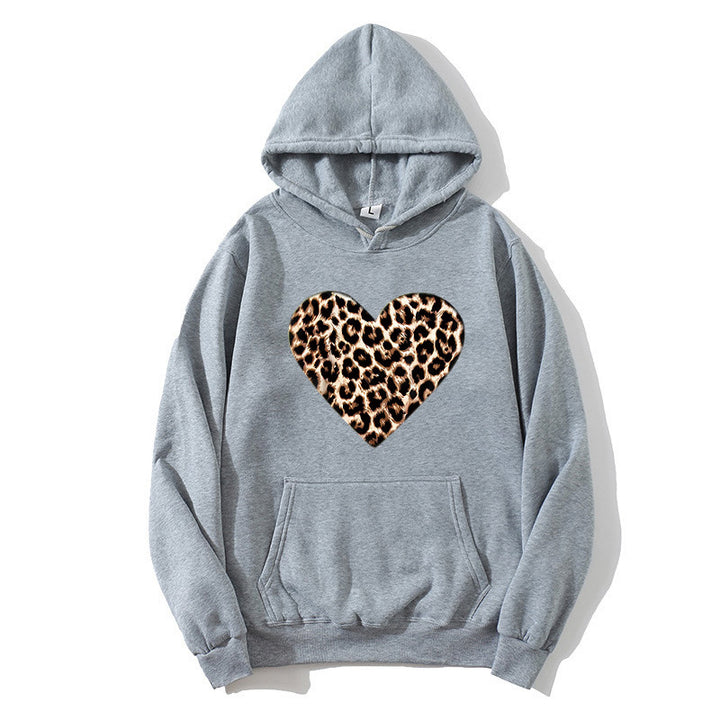 Damer hoodie med hjärtformad leopardmönster Mirla-Eva Jonsson