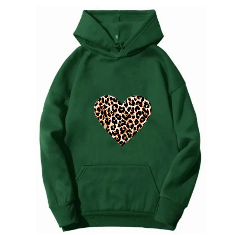 Damer hoodie med hjärtformad leopardmönster Mirla-Eva Jonsson