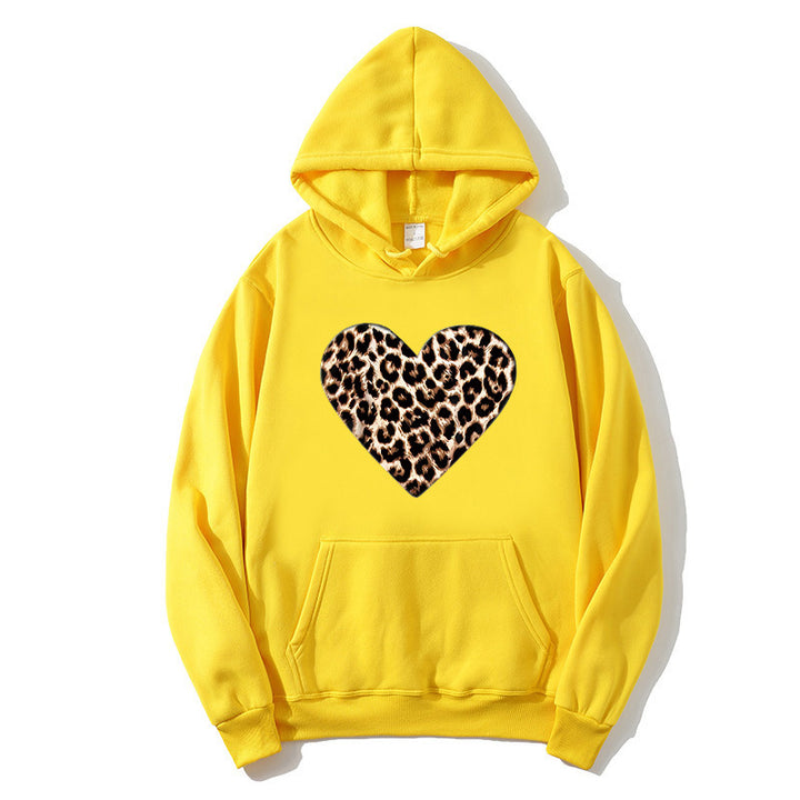 Damer hoodie med hjärtformad leopardmönster Mirla-Eva Jonsson