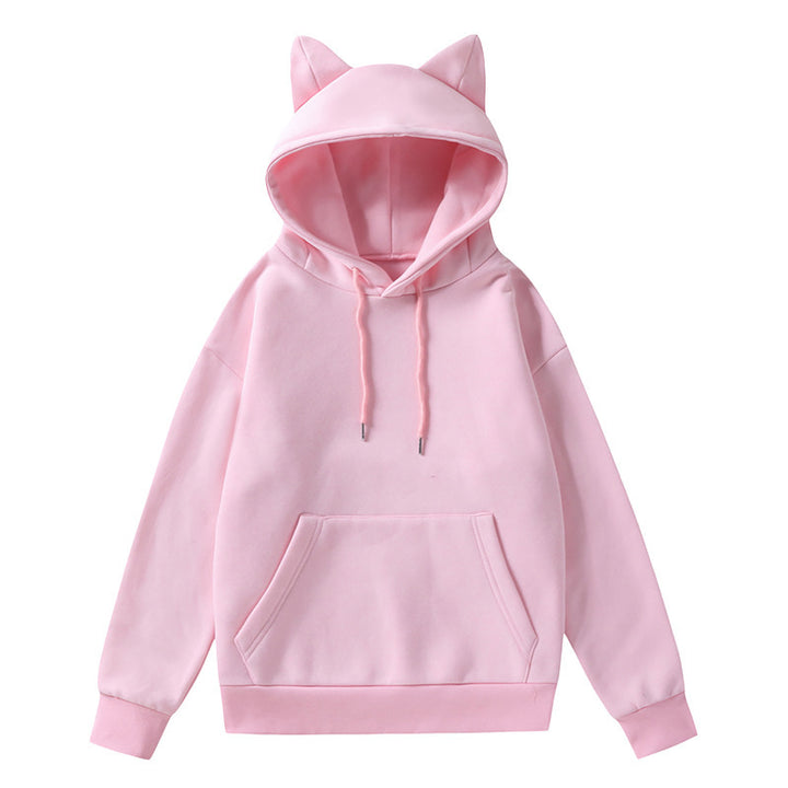 Damer hoodie med katta öron och mjukt foder Mirla-Eva Jonsson