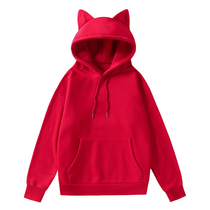 Damer hoodie med katta öron och mjukt foder Mirla-Eva Jonsson