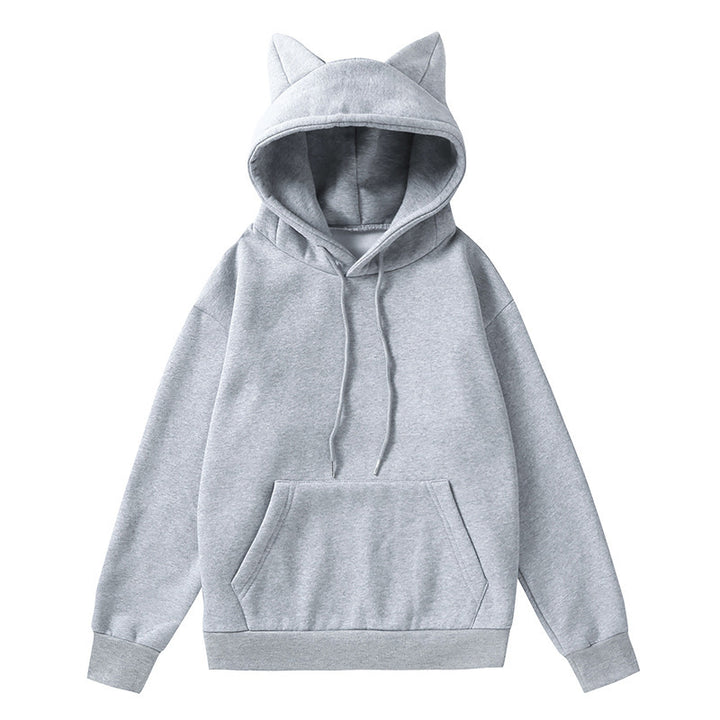 Damer hoodie med katta öron och mjukt foder Mirla-Eva Jonsson