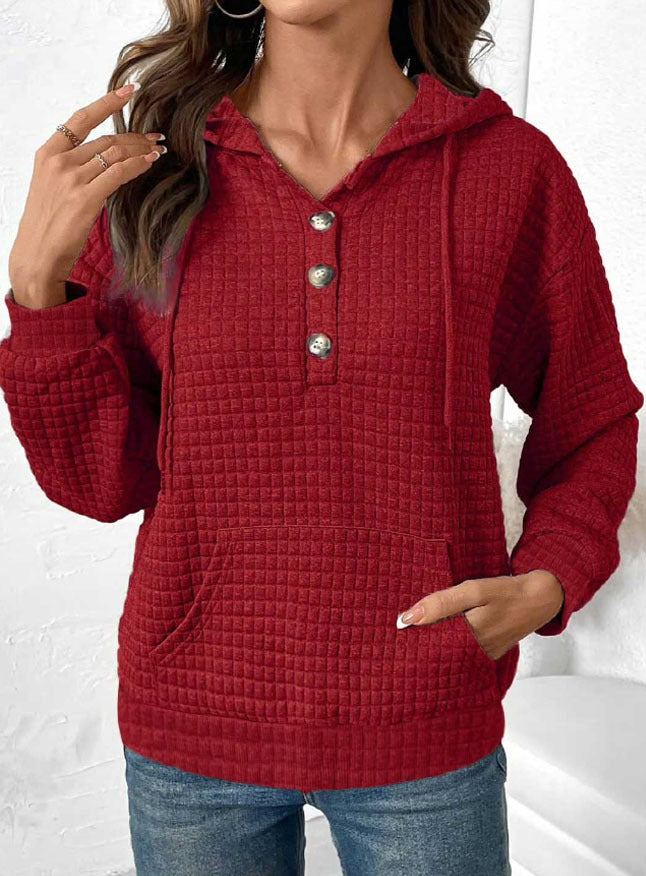 Damer hoodie med knappar och känguruficka Eva Jonsson-Eva Jonsson