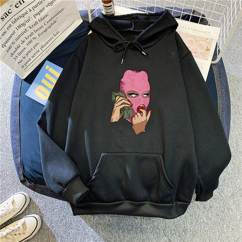 Damer hoodie med konstnärlig grafisk design Mirla-Eva Jonsson