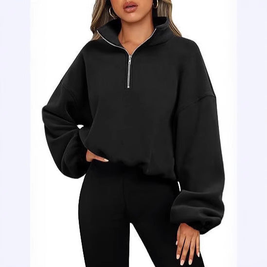 Damer hoodie med kort dragkedja Mirla-Eva Jonsson