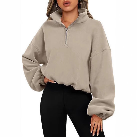 Damer hoodie med kort dragkedja Mirla-Eva Jonsson