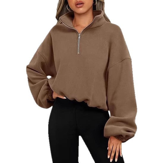 Damer hoodie med kort dragkedja Mirla-Eva Jonsson