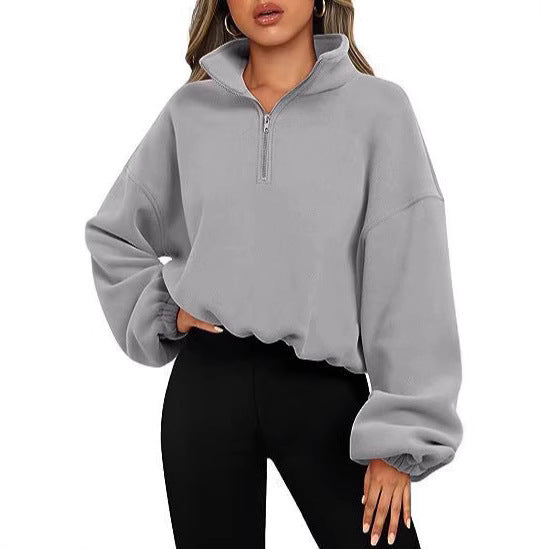 Damer hoodie med kort dragkedja Mirla-Eva Jonsson