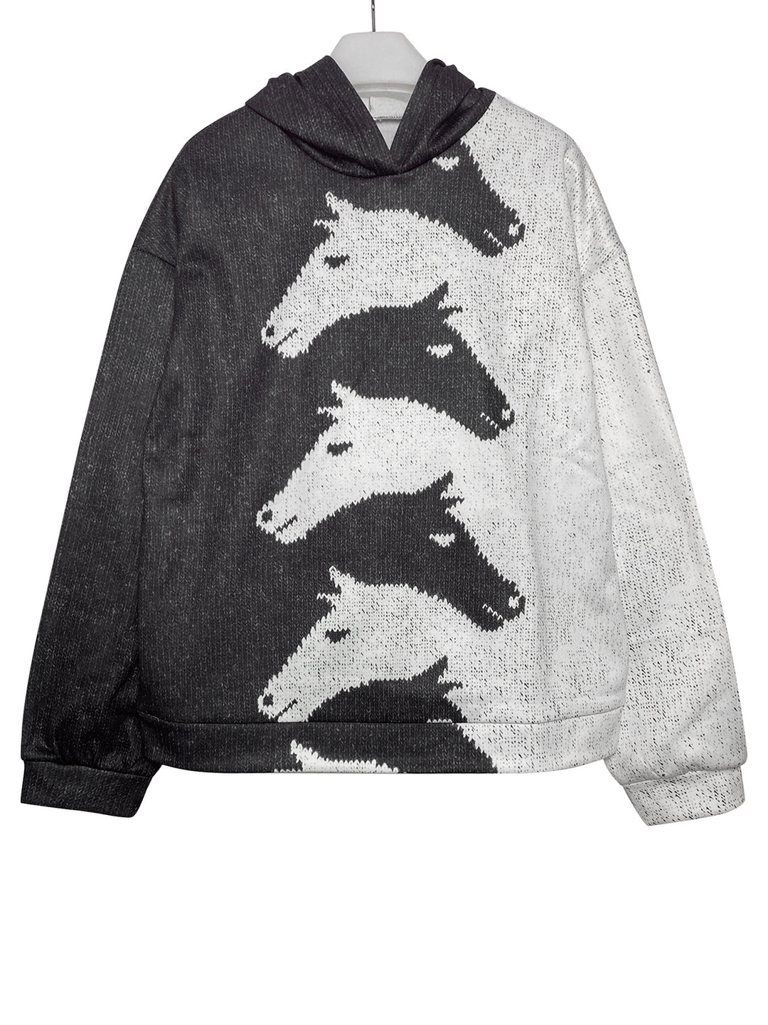 Damer hoodie med kreativt hästmönster och bekväm passform Mirla-Eva Jonsson