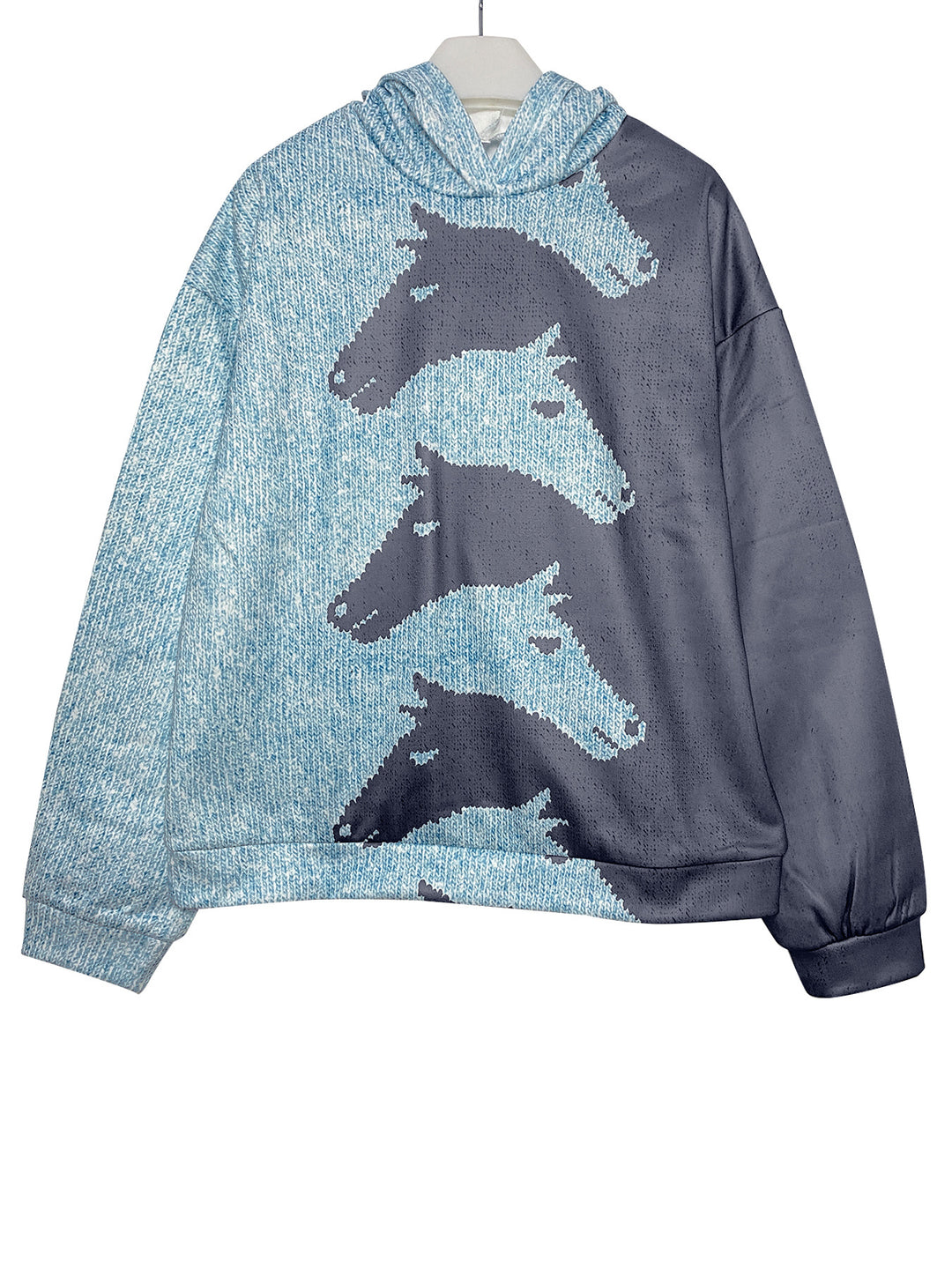 Damer hoodie med kreativt hästmönster och bekväm passform Mirla-Eva Jonsson