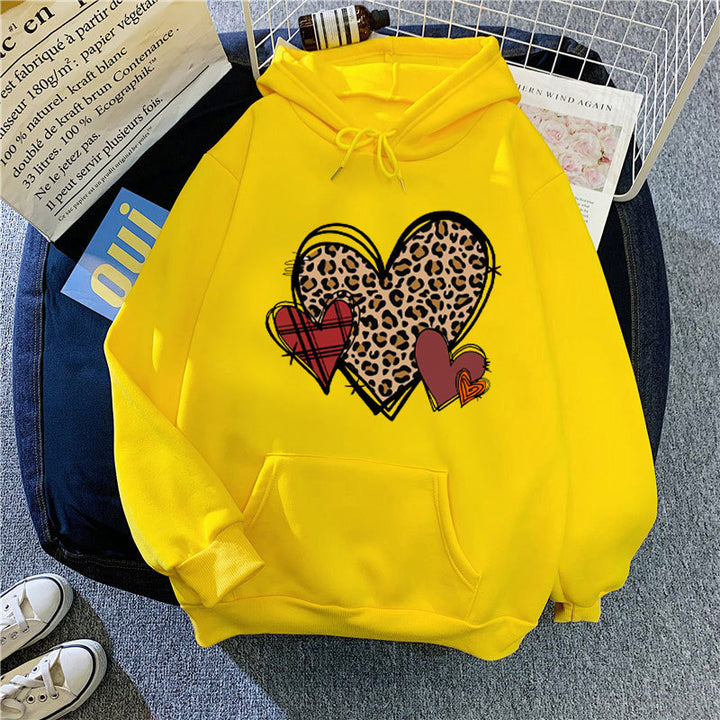 Damer hoodie med lekfullt hjärmönster Mirla-Eva Jonsson