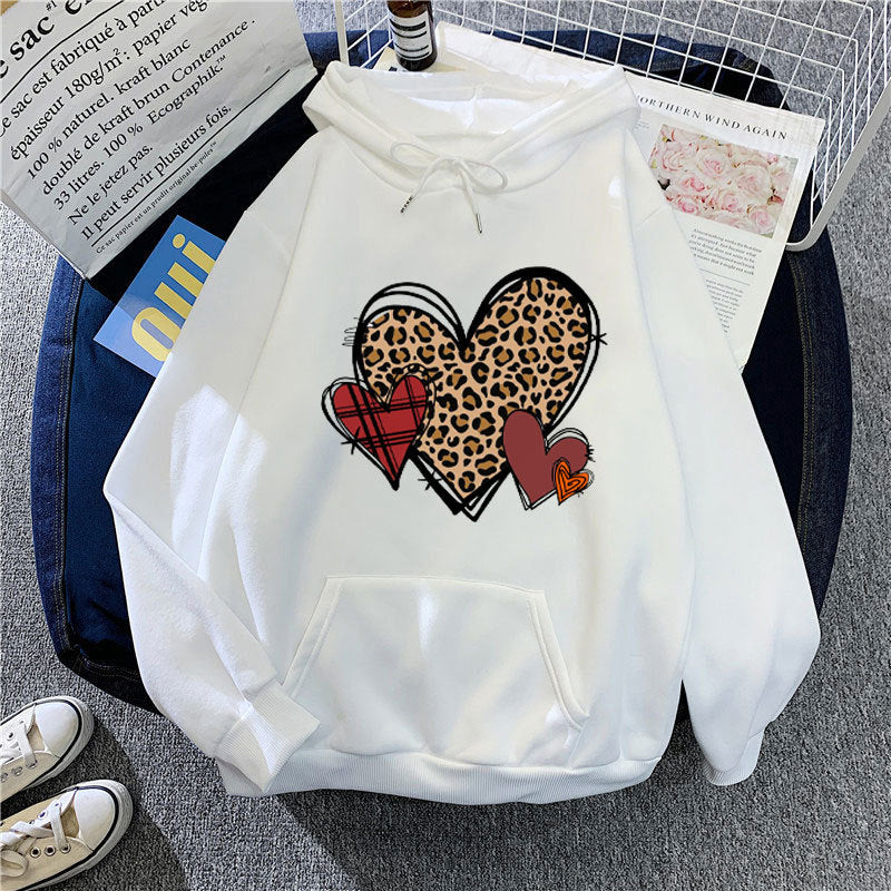 Damer hoodie med lekfullt hjärmönster Mirla-Eva Jonsson