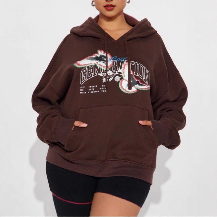 Damer hoodie med modern grafisk design Eva Jonsson-Eva Jonsson