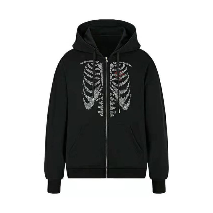 Damer hoodie med modern skeletttryck Eva Jonsson-Eva Jonsson