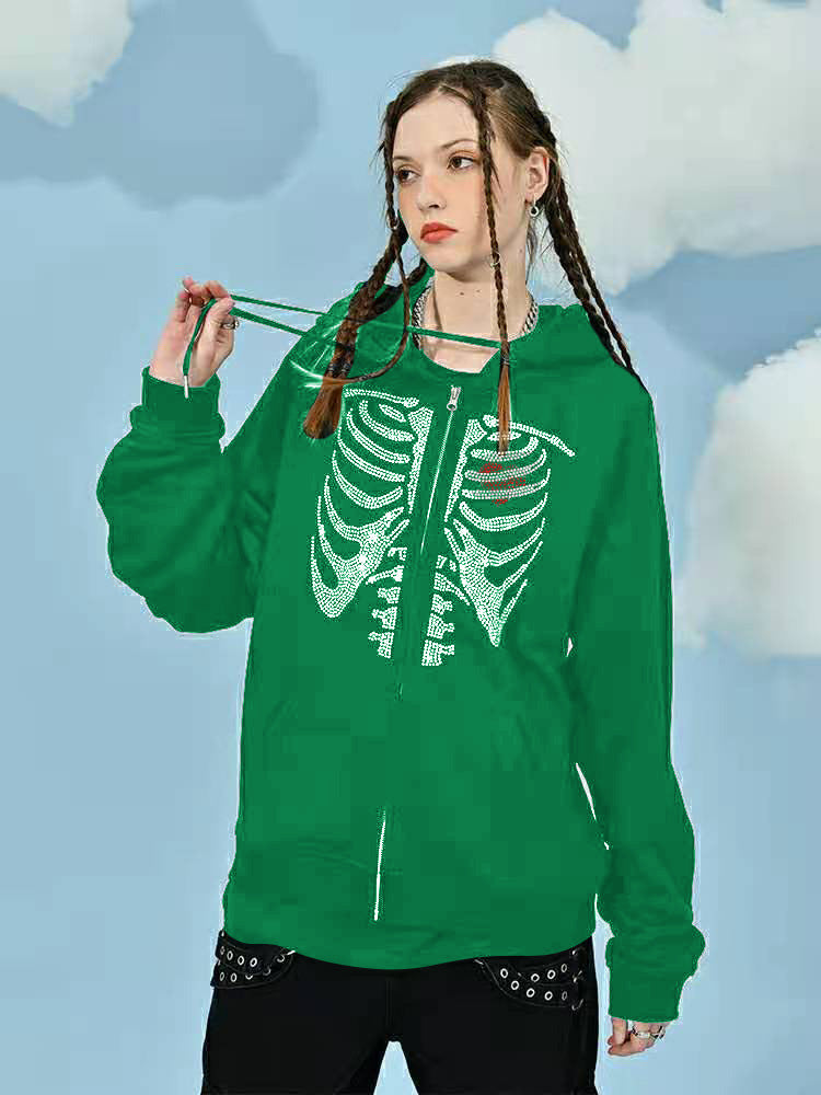 Damer hoodie med modern skeletttryck Eva Jonsson-Eva Jonsson