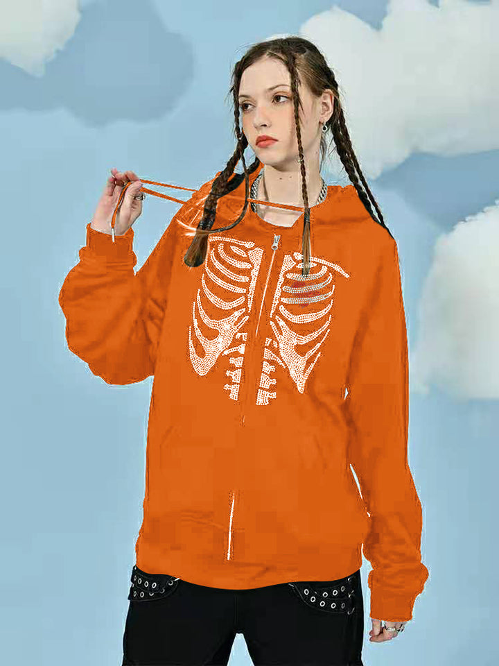 Damer hoodie med modern skeletttryck Eva Jonsson-Eva Jonsson