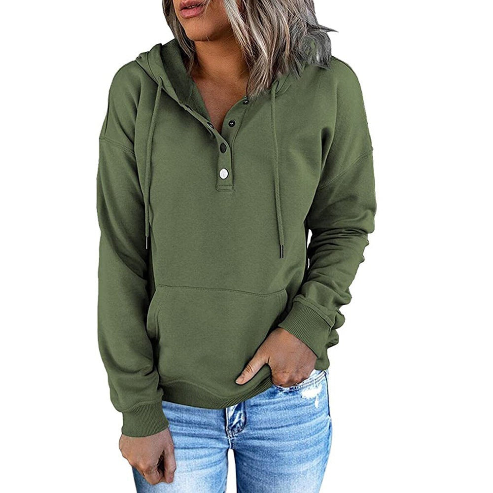 Damer hoodie med modernt knappdetalj Mirla-Eva Jonsson