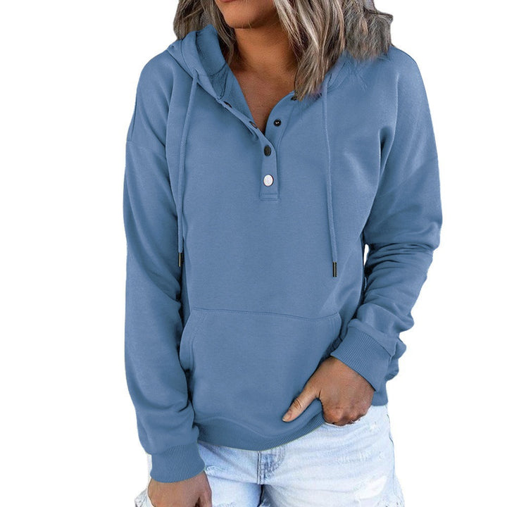 Damer hoodie med modernt knappdetalj Mirla-Eva Jonsson