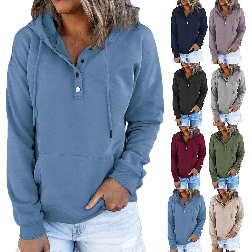 Damer hoodie med modernt knappdetalj Mirla-Eva Jonsson
