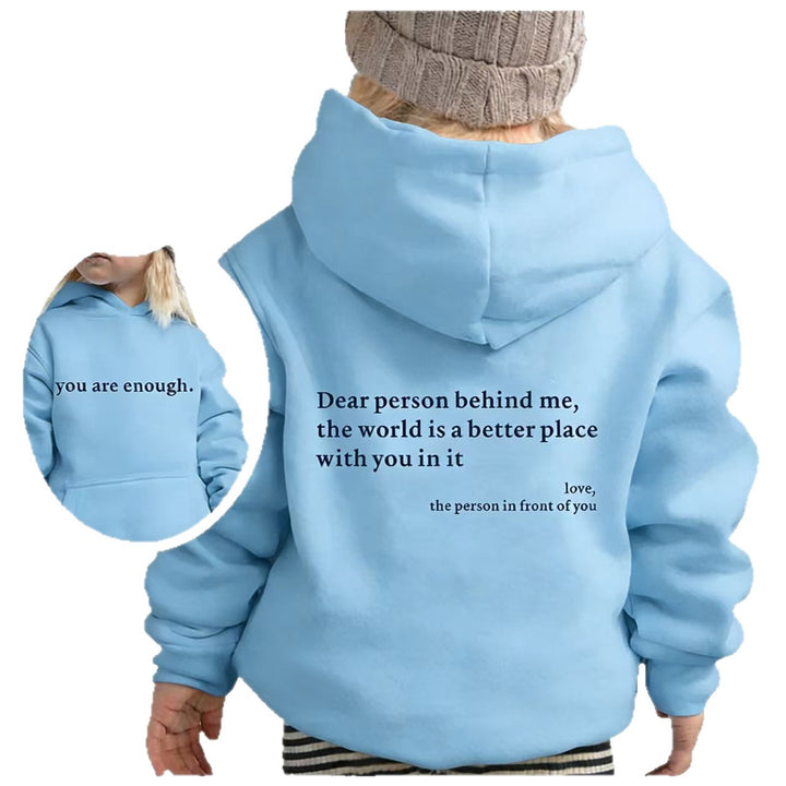Damer hoodie med motiverande text och avslappnad passform Mirla-Eva Jonsson