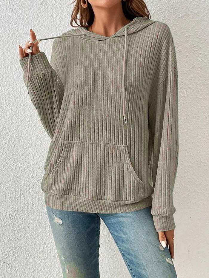 Damer hoodie med ribbad struktur och känguruficka Mirla-Eva Jonsson