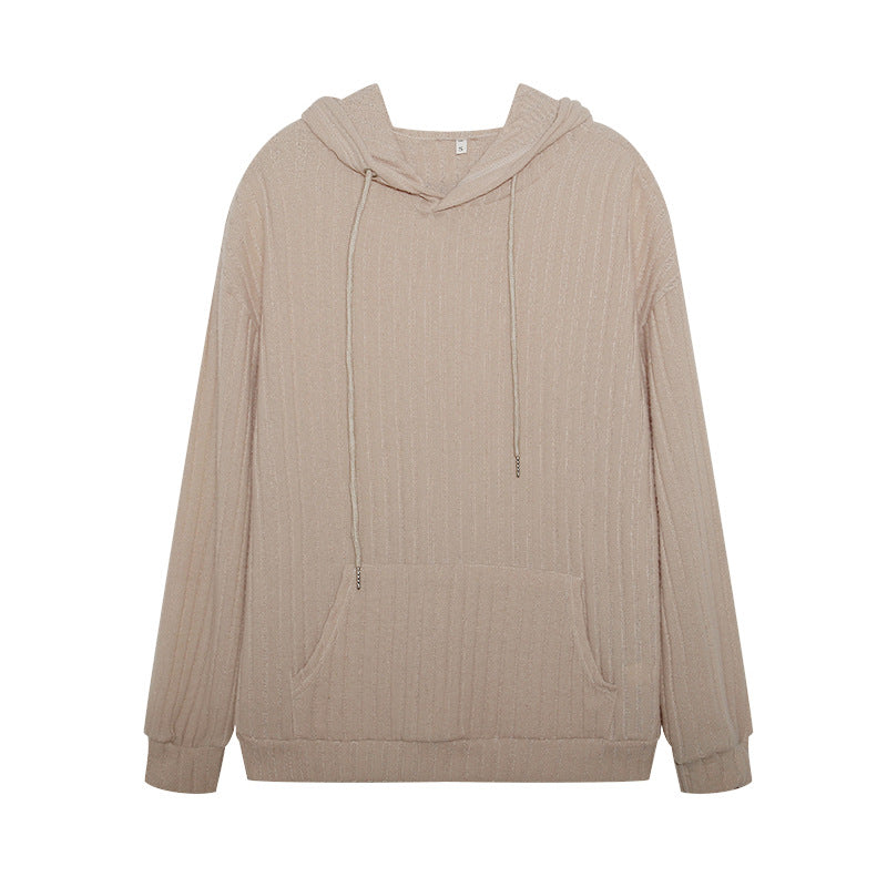 Damer hoodie med ribbad struktur och känguruficka Mirla-Eva Jonsson