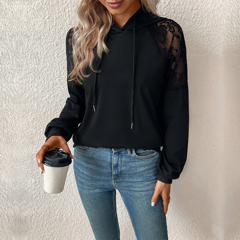 Damer hoodie med spetsärmar Mirla-Eva Jonsson