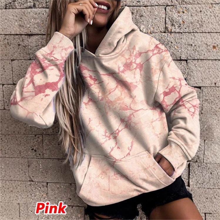 Damer hoodie med stiligt marmor-mönster Mirla-Eva Jonsson