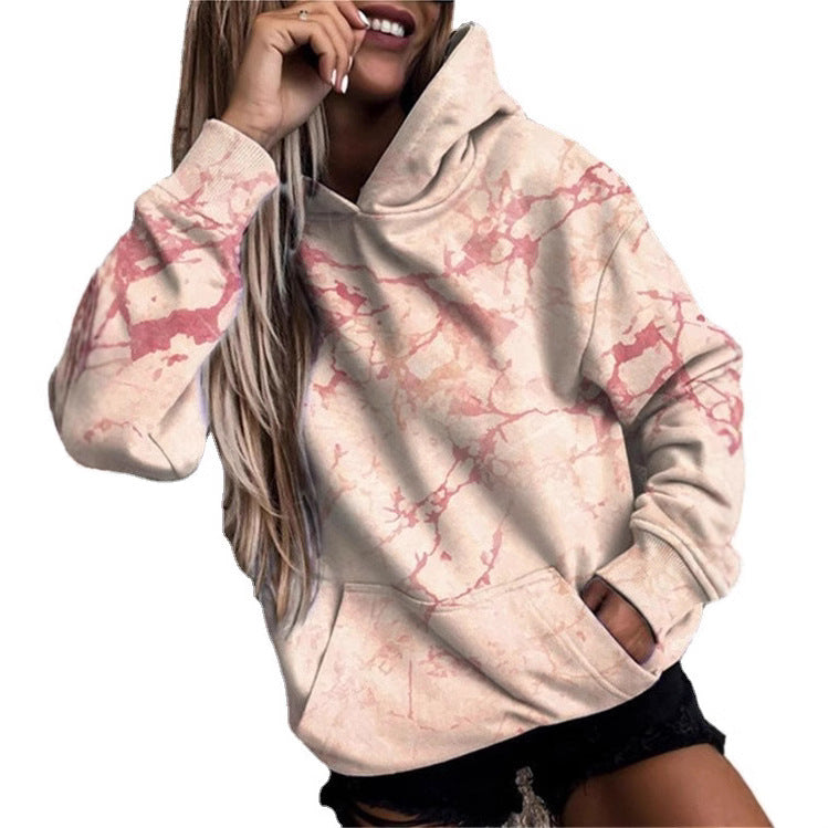 Damer hoodie med stiligt marmor-mönster Mirla-Eva Jonsson