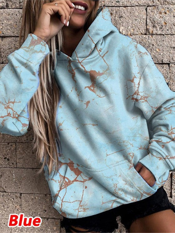 Damer hoodie med stiligt marmor-mönster Mirla-Eva Jonsson