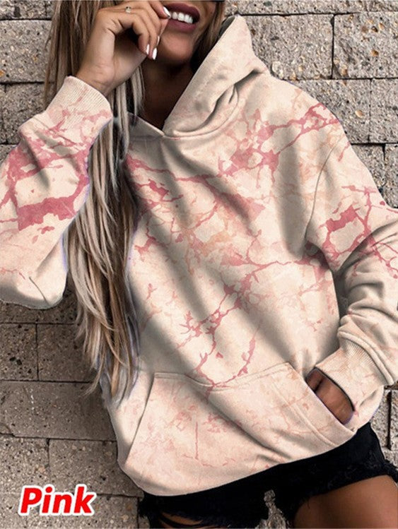 Damer hoodie med stiligt marmor-mönster Mirla-Eva Jonsson