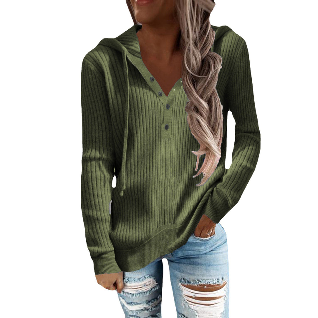 Damer hoodie med strukturerad ribbdesign och praktiska knappar Mirla-Eva Jonsson