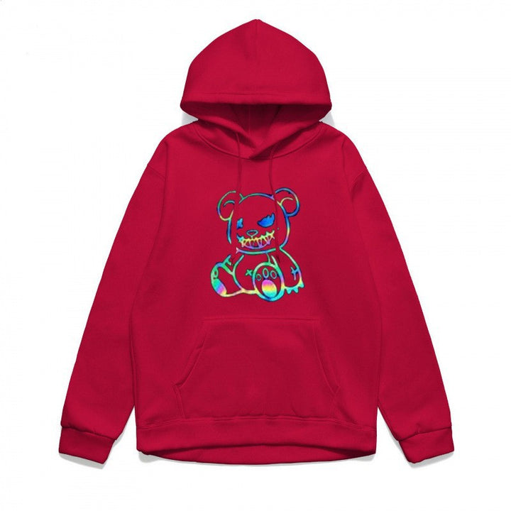 Damer hoodie sweatshirt med cool björnmotiv och bekväm passform Mirla-Eva Jonsson