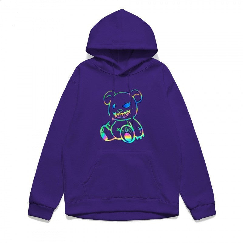Damer hoodie sweatshirt med cool björnmotiv och bekväm passform Mirla-Eva Jonsson