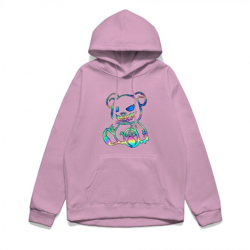 Damer hoodie sweatshirt med cool björnmotiv och bekväm passform Mirla-Eva Jonsson