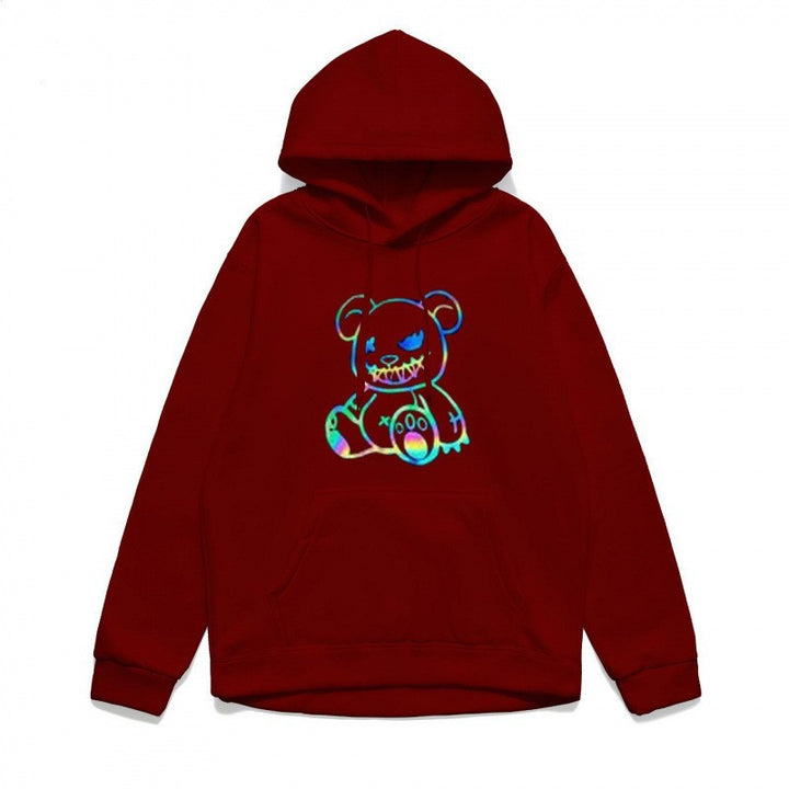 Damer hoodie sweatshirt med cool björnmotiv och bekväm passform Mirla-Eva Jonsson