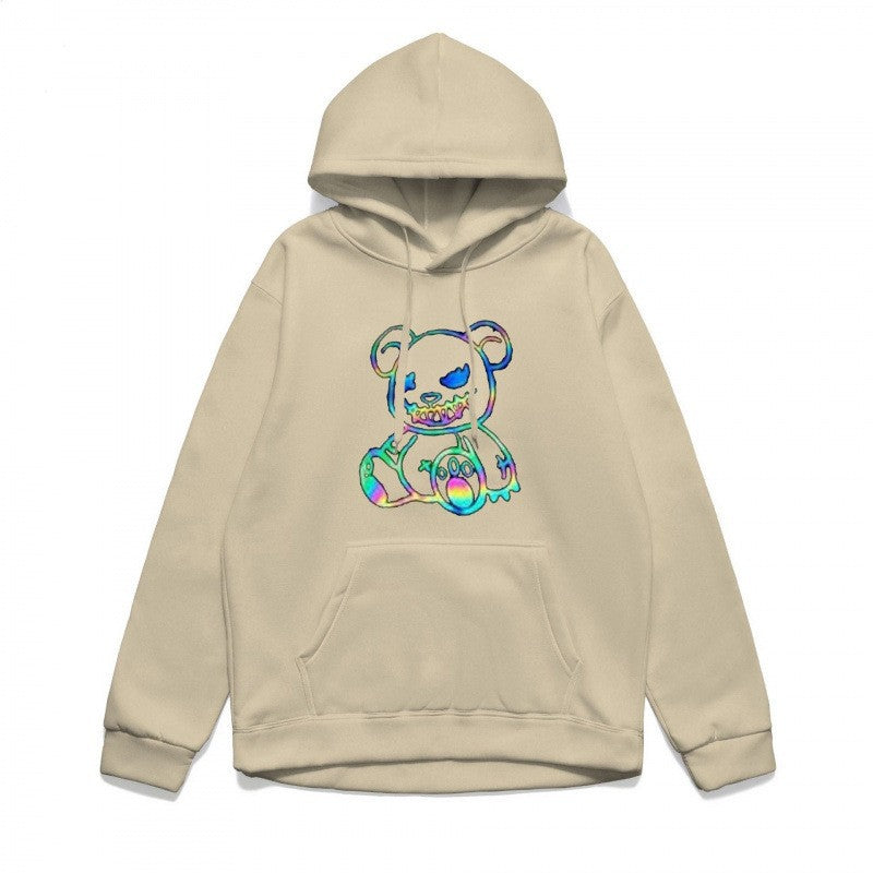 Damer hoodie sweatshirt med cool björnmotiv och bekväm passform Mirla-Eva Jonsson