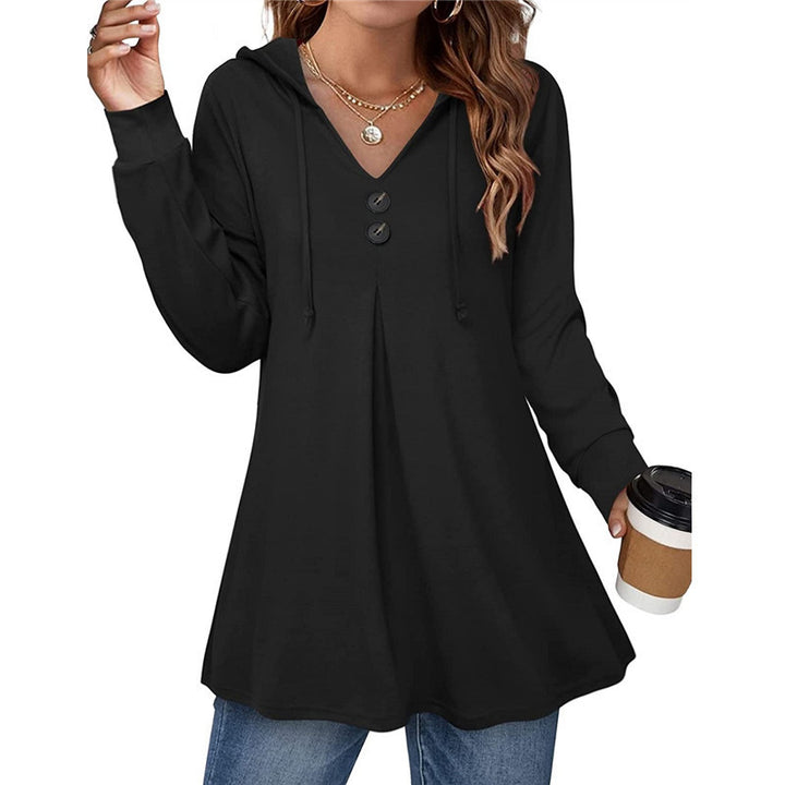 Damer hoodie tunika med knapppDetalj och asymmetrisk skärning Mirla-Eva Jonsson