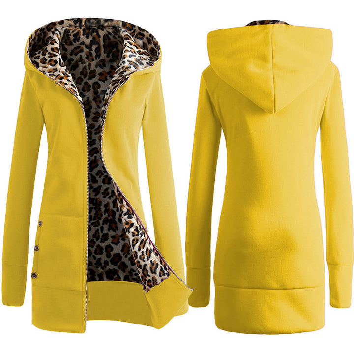 Damer hoodiejacka med leopardfoder Mirla-Eva Jonsson