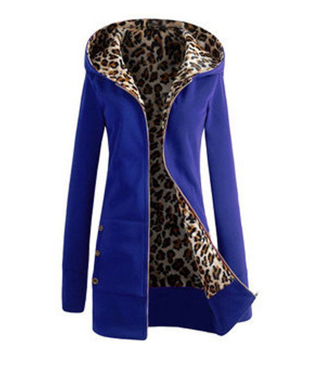 Damer hoodiejacka med leopardfoder Mirla-Eva Jonsson