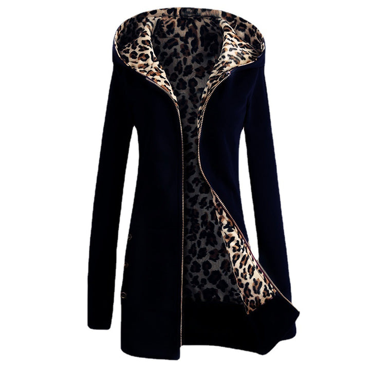 Damer hoodiejacka med leopardfoder Mirla-Eva Jonsson