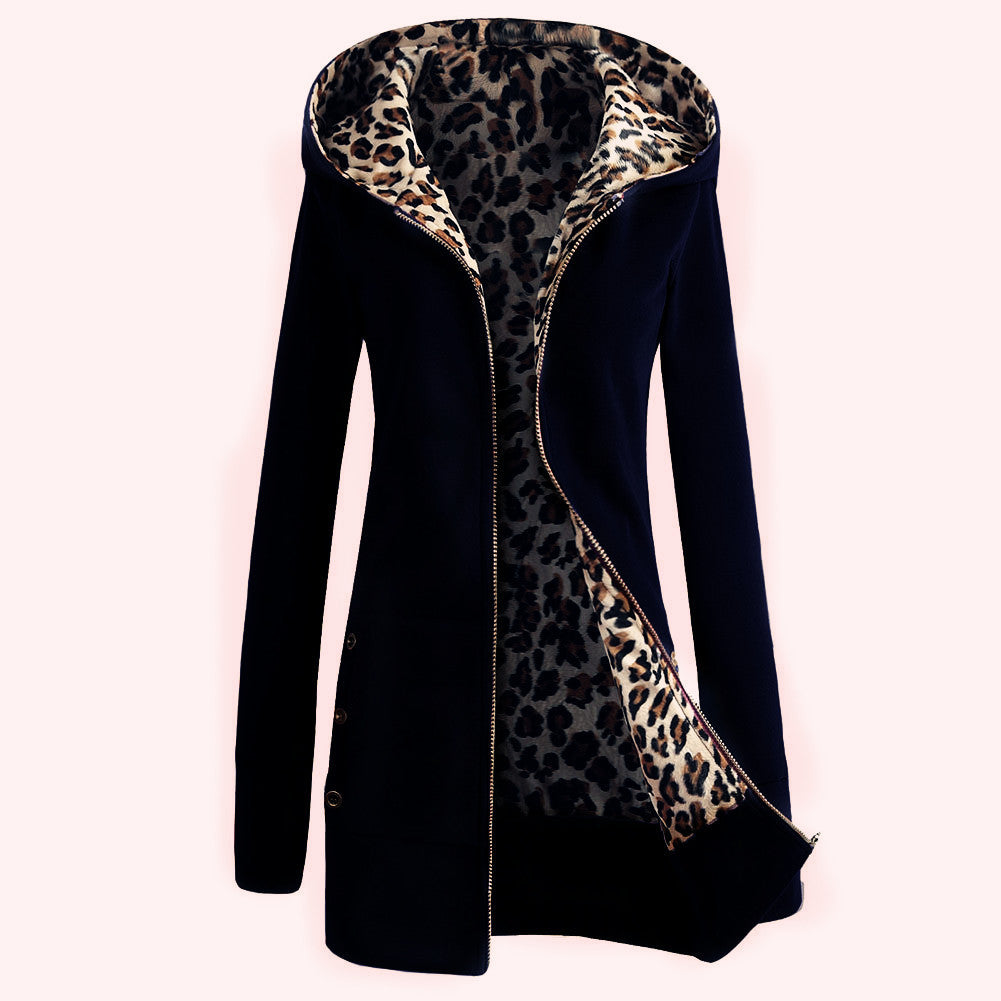 Damer hoodiejacka med leopardfoder Mirla-Eva Jonsson