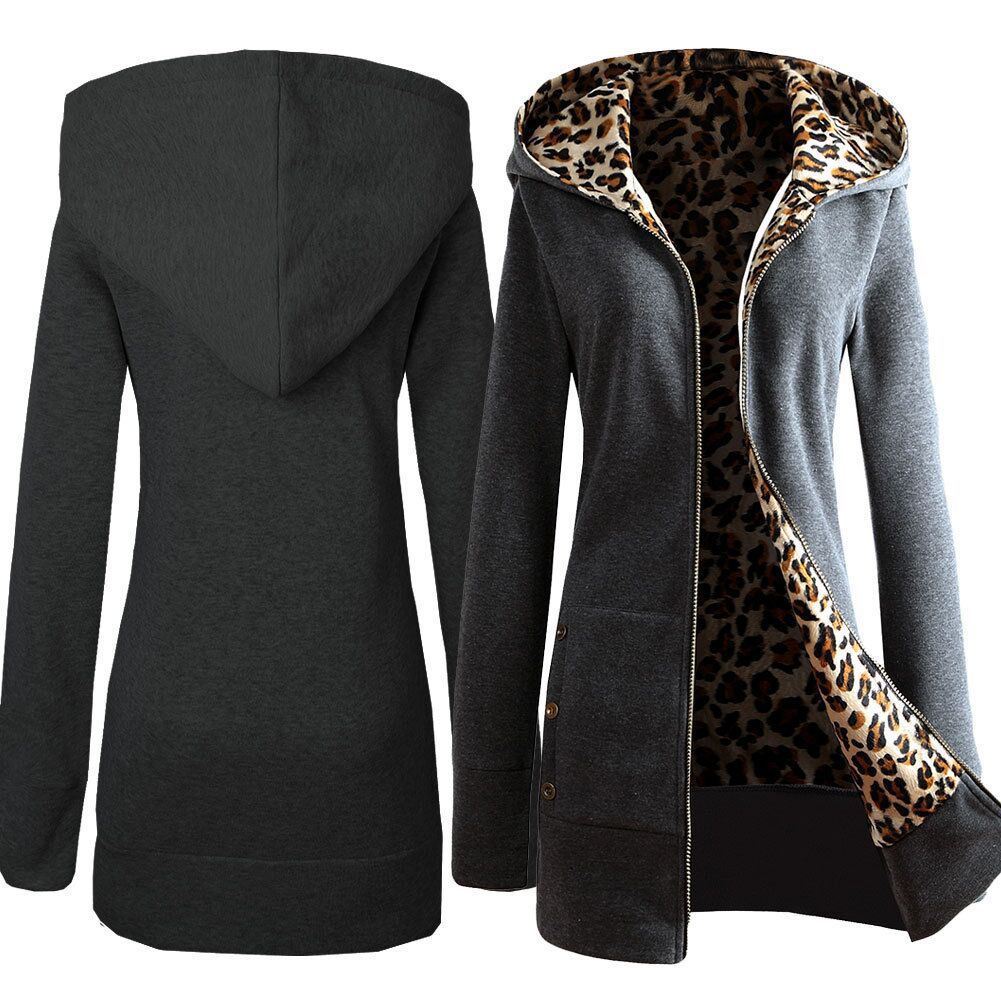 Damer hoodiejacka med leopardfoder Mirla-Eva Jonsson