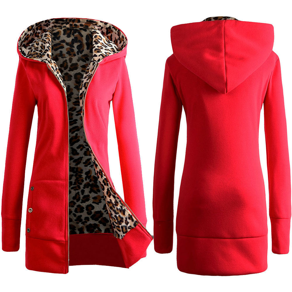 Damer hoodiejacka med leopardfoder Mirla-Eva Jonsson