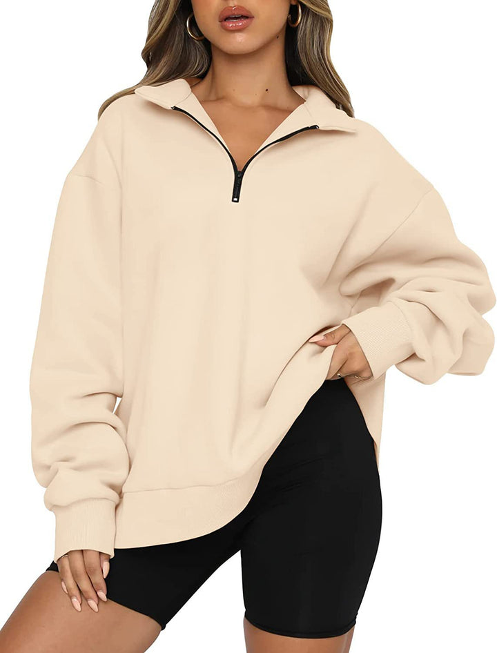 Damer hoodies med halv dragkedja och avslappnad passform Eva Jonsson-Eva Jonsson