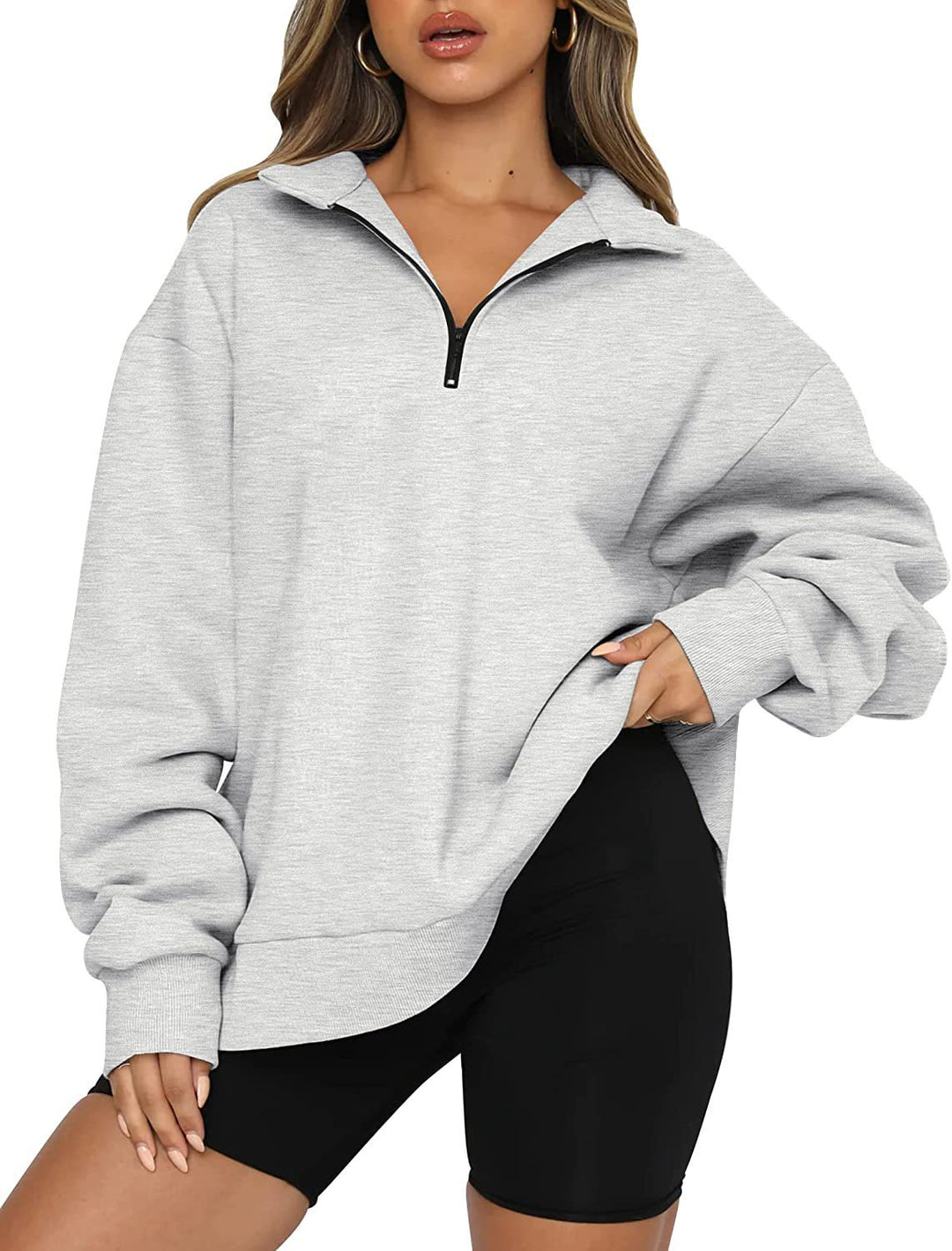 Damer hoodies med halv dragkedja och avslappnad passform Eva Jonsson-Eva Jonsson